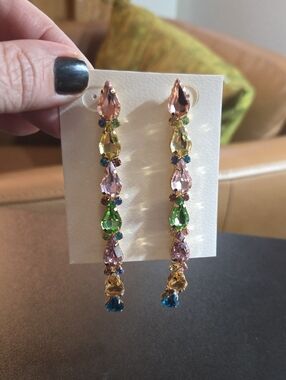 Multicolor Teardrop Crystal Drop Earrings
